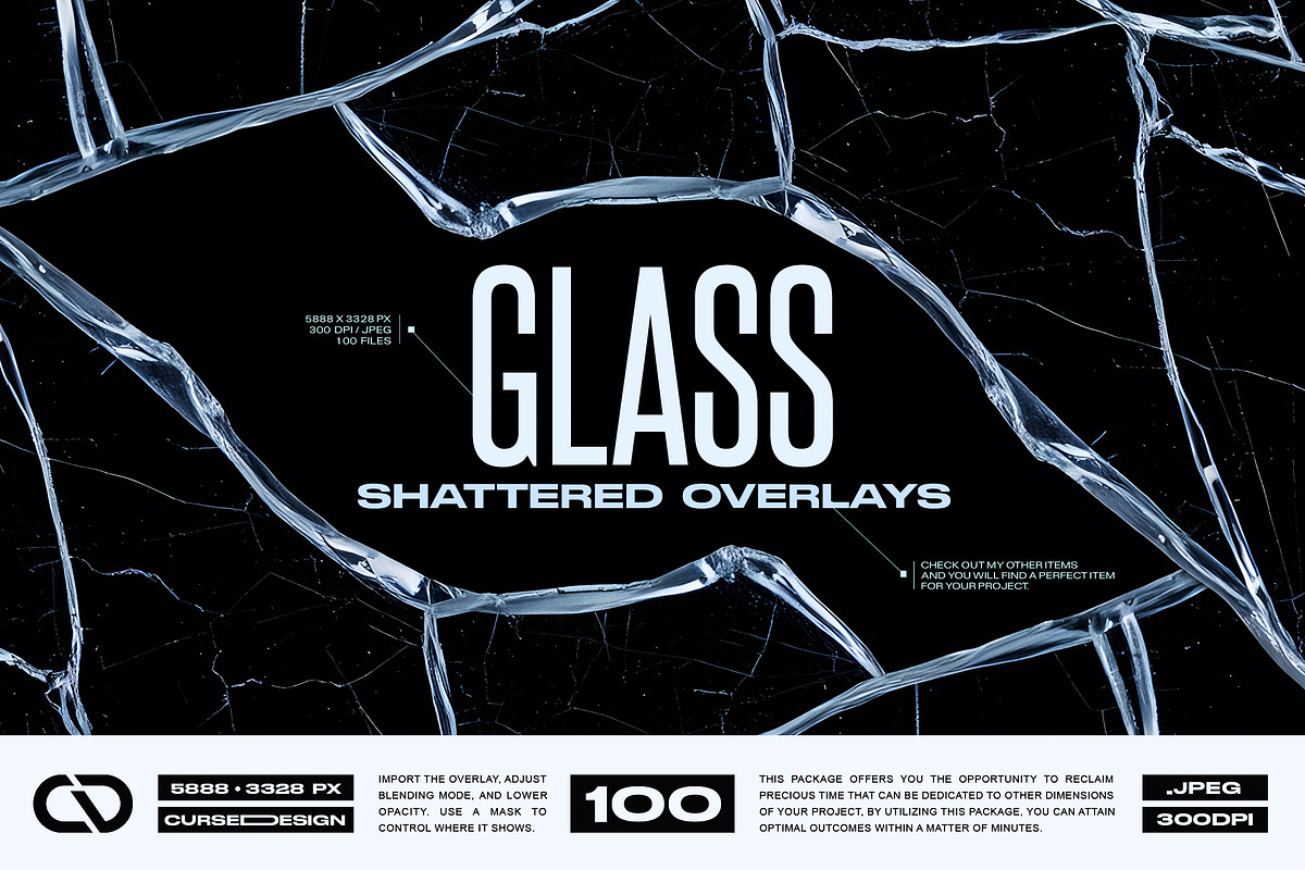 Glass Shattered Overlays, a Texture Graphic by Cursedesign (Photo 1 of 4)