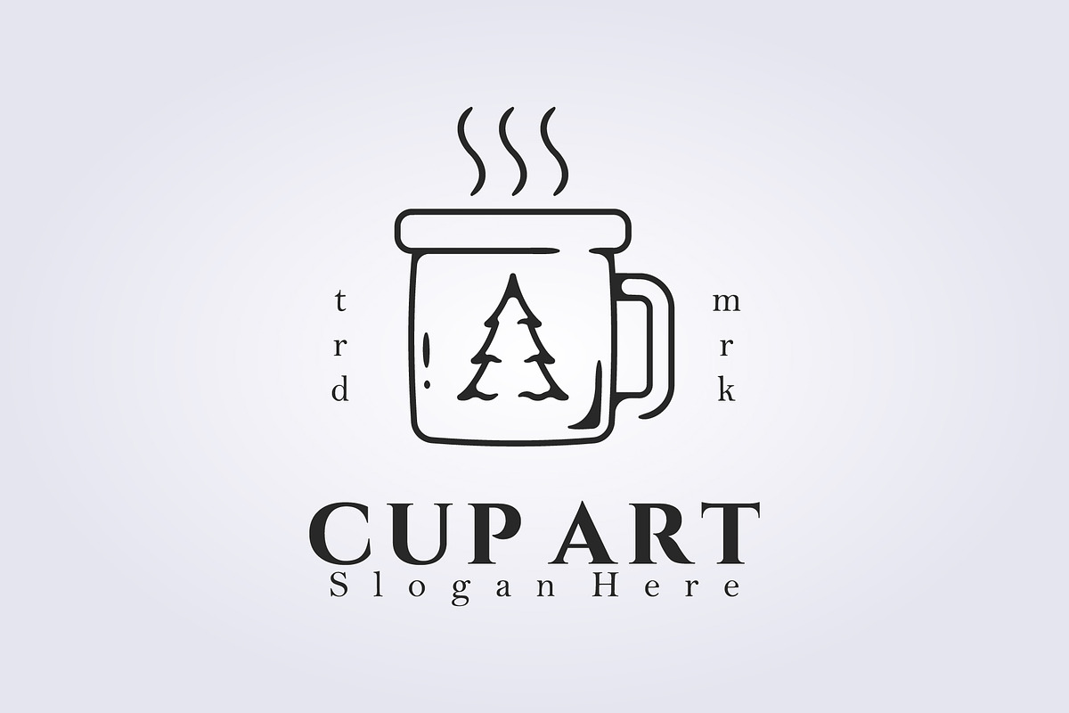 line art cup drink logo design, a Branding & Logo Template by Lodzrov