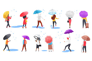Umbrellas people back view male, a Person Illustration by Lemberg Vector
