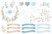 Soft Blue Floral Heart & Banners, an Illustration by Amanda Ilkov (Thumbnail 4 of 4)