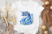 Unicorn with Flower Clipart, a Seasonal Illustration by DreamArtGraphic (Thumbnail 3 of 5)