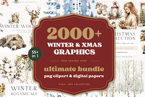 Winter & Christmas Mega Bundle 2000+, a Seasonal Illustration by PeDe Designs