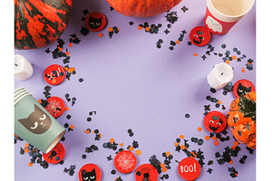 Halloween purple frame background
