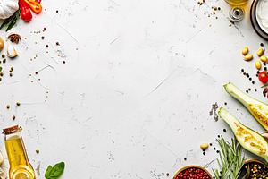 Food border with white copy space sh, a Photo by LOGOCREATIVE