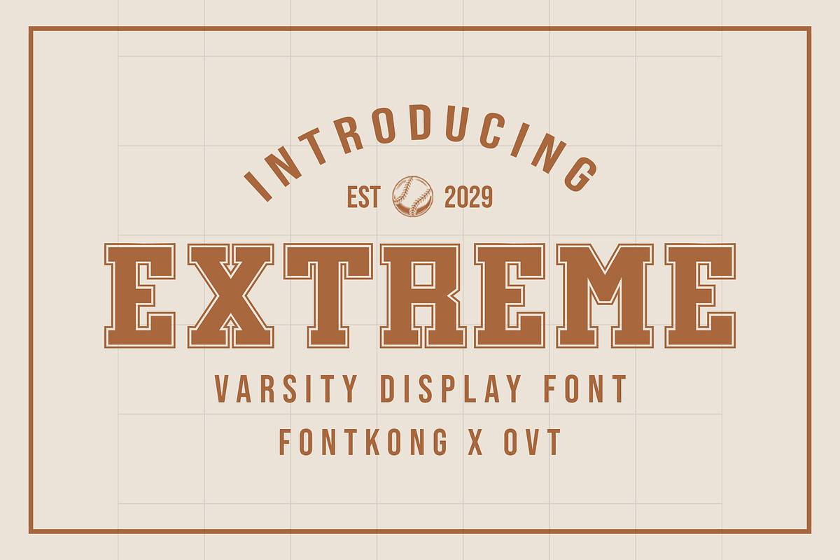 Extreme - Varsity Display Font, a Serif Font by overlaytemplates (Photo 1 of 5)