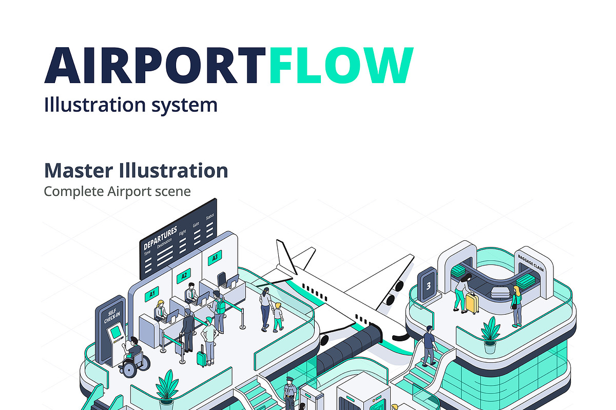 AirportFlow-Isometric Illustration, a Transportation Illustration by Creative Graphics (Photo 7 of 9)