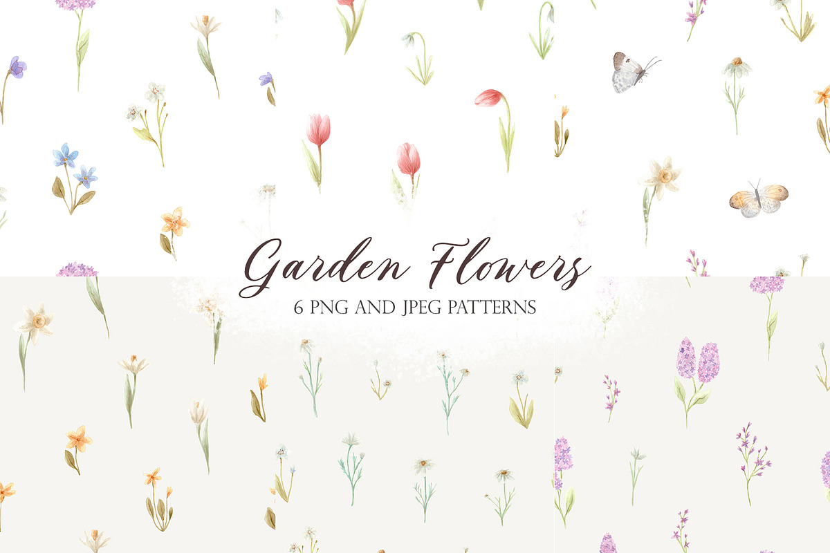 Garden Flowers. Watercolor Cliparts, a Decorative Illustration by Slastick (Photo 4 of 10)