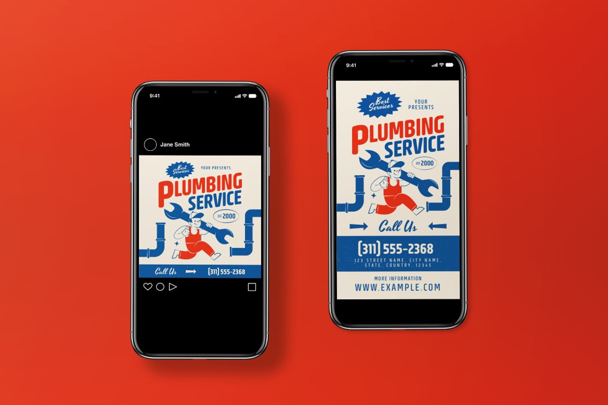 Blue Plumbing Service Flyer Set, a Flyer Template by graphicook (Photo 3 of 3)