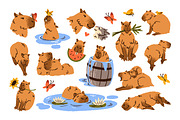 Cute capibaras set, stickers, cards, an Animal Illustration by PaperTrident (Thumbnail 1 of 7)
