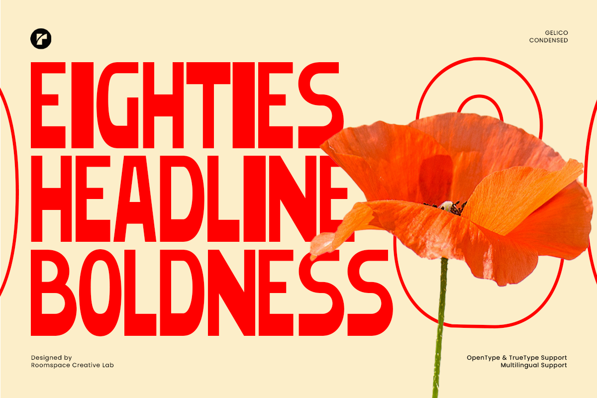 Gelico – Bold Condensed Display Font, a Font by roomspace creative lab (Photo 4 of 10)