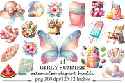 Watercolor Girly Summer Clipart, an Illustration by Designking (Thumbnail 1 of 5)