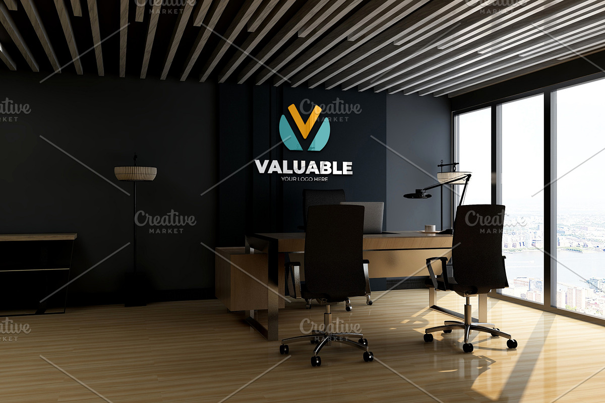 PSD Office Desk Room Wall Mockup, a Product Mockup by Ayy (Photo 4 of 16)