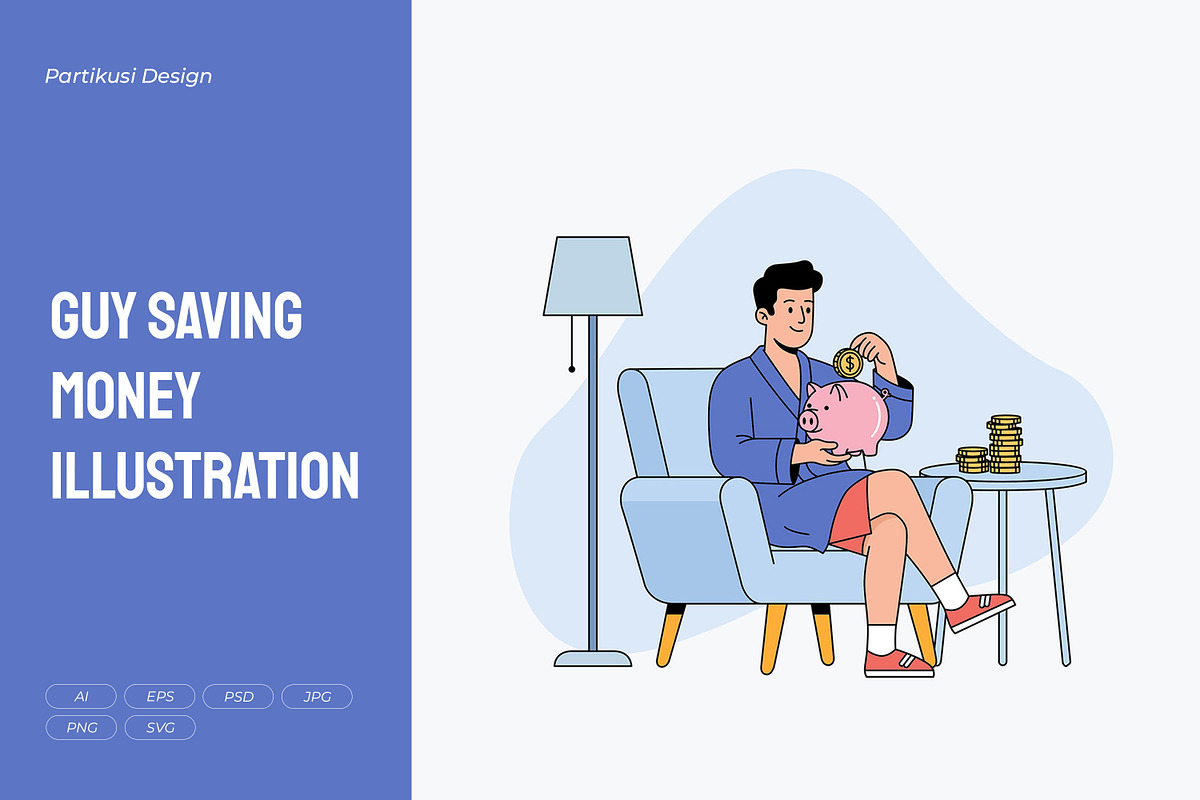 Guy Saving Money Illustration, a Person Illustration by Partikusi Design (Photo 1 of 3)