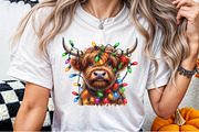 Christmas Lights Highland Cow PNG, an Illustration by Sublimation Artist (Thumbnail 5 of 9)