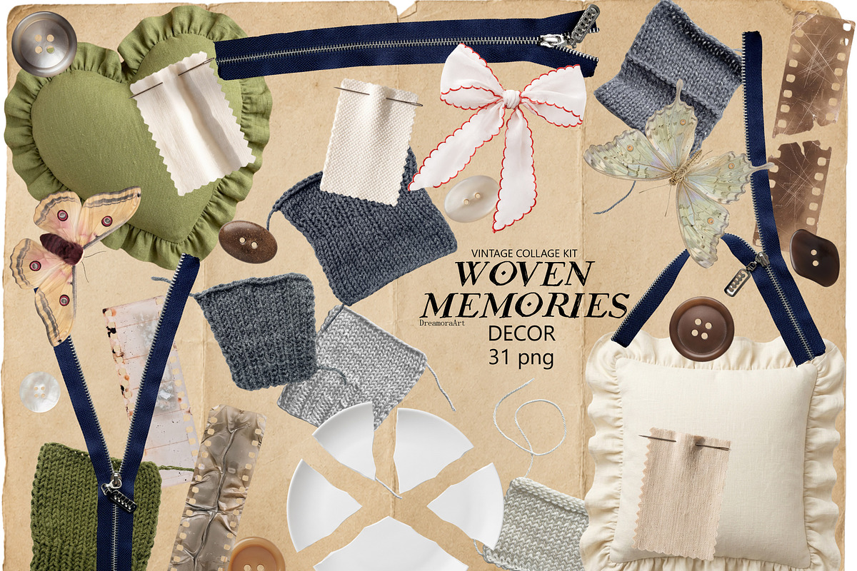 Woven Memories Vintage Ephemera Kit, an Object Graphic by DreamoraArt (Photo 6 of 11)