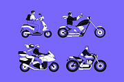 Bikers on motorcycles set, pattern, a Transportation Illustration by PaperTrident (Thumbnail 2 of 8)