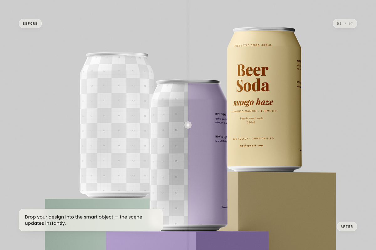Soda Can Mockup, a Packaging Mockup by Toasin Studio (Photo 2 of 7)