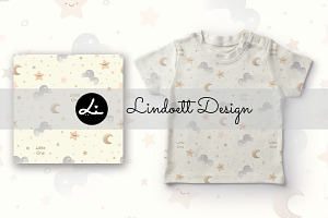 Cute seamless pattern with clouds