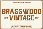 Brasswood - Vintage Font Free 5 Logo, a Script Font by kangfont Studio (Thumbnail 1 of 10)