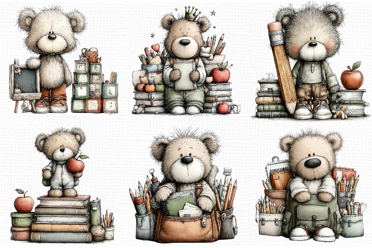 Whimsical Back to School Teddy Bear, an Animal Illustration by Libby Wishes (Photo 4 of 6)