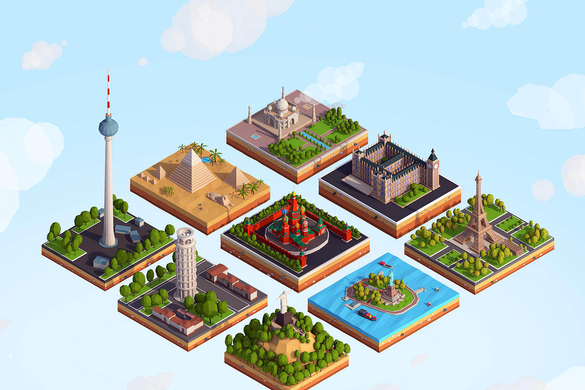 Polygonia World Landmarks Bundle, an Architecture 3D Model by Anton Moek (Photo 1 of 23)