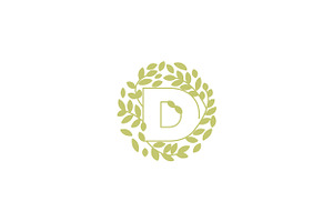 Letter D With Leaf Green Logo