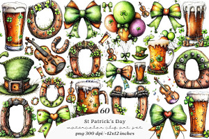 Whimsical st patrick’s day clipart, an Illustration by SinaCreation
