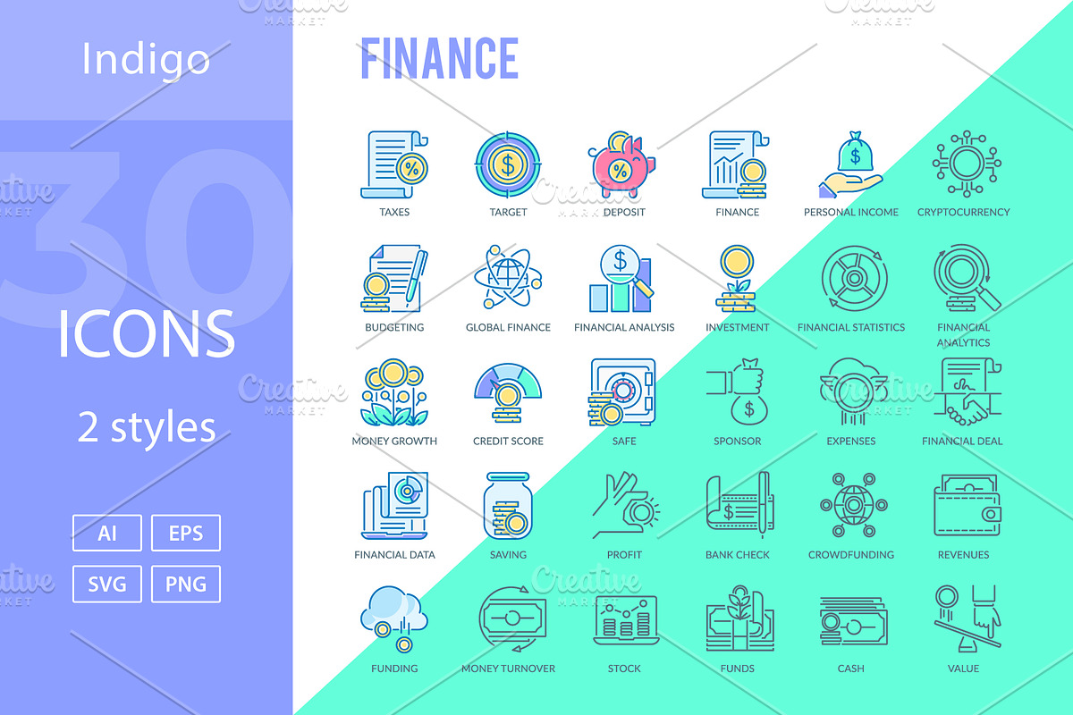 Finance Icons, an Outline Icon by Kalash (Photo 1 of 3)