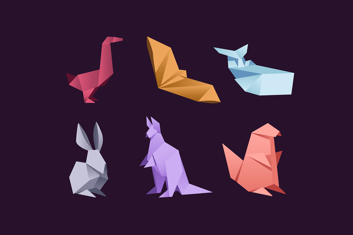 Origami set + seamless pattern, an Animal Illustration by PaperTrident (Photo 3 of 5)