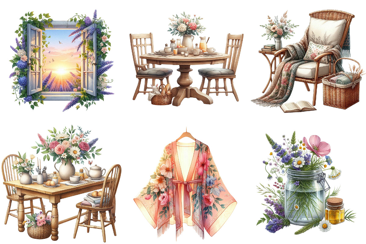 Summer Cottagecore Morning Clipart, an Illustration by Pixels.Craft (Photo 3 of 9)