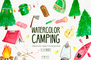 watercolor camping, a Decorative Illustration by Autumn Breeze (Thumbnail 1 of 3)