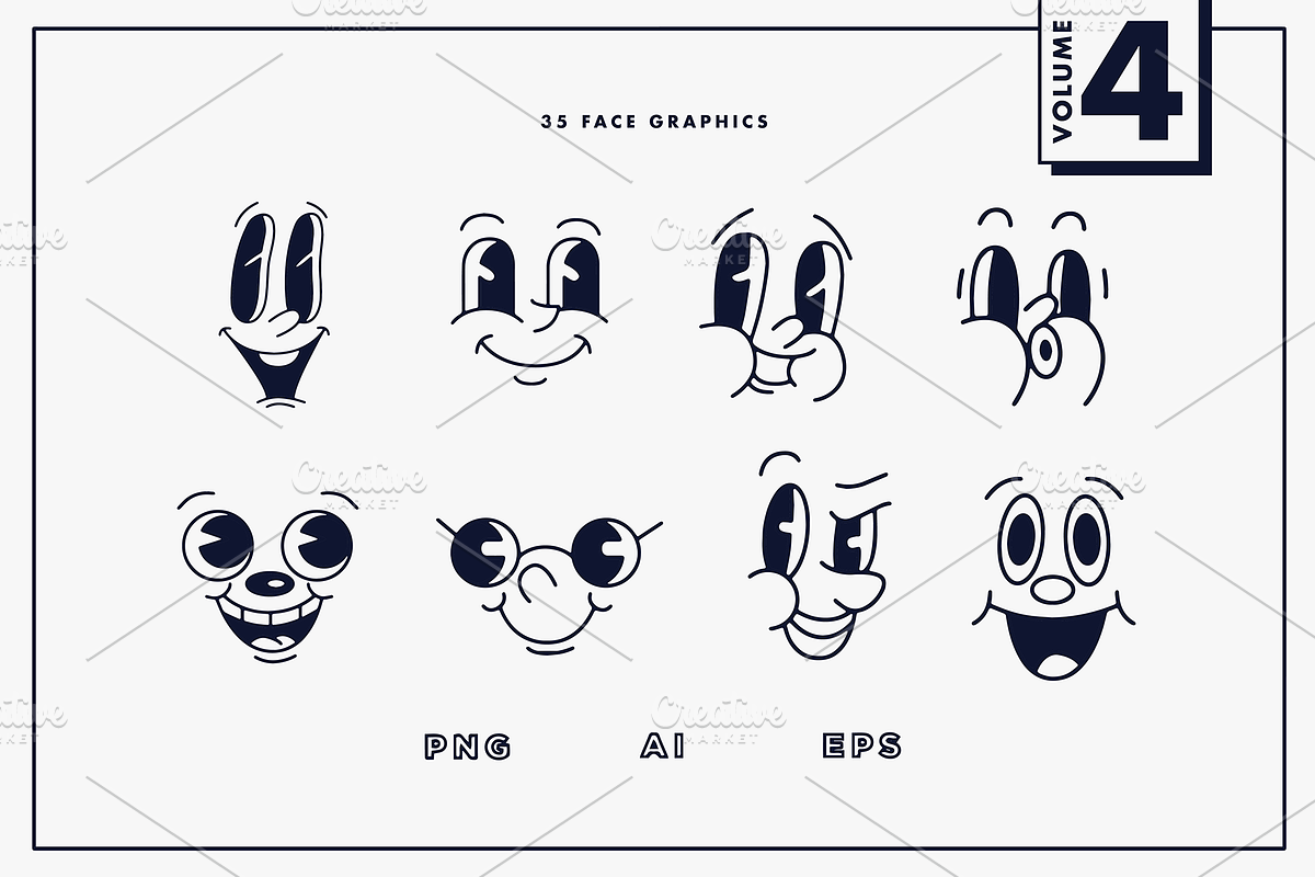 56 Retro Mascot Parts | VOL 4, an Illustration by GRPXSTORE (Photo 2 of 7)