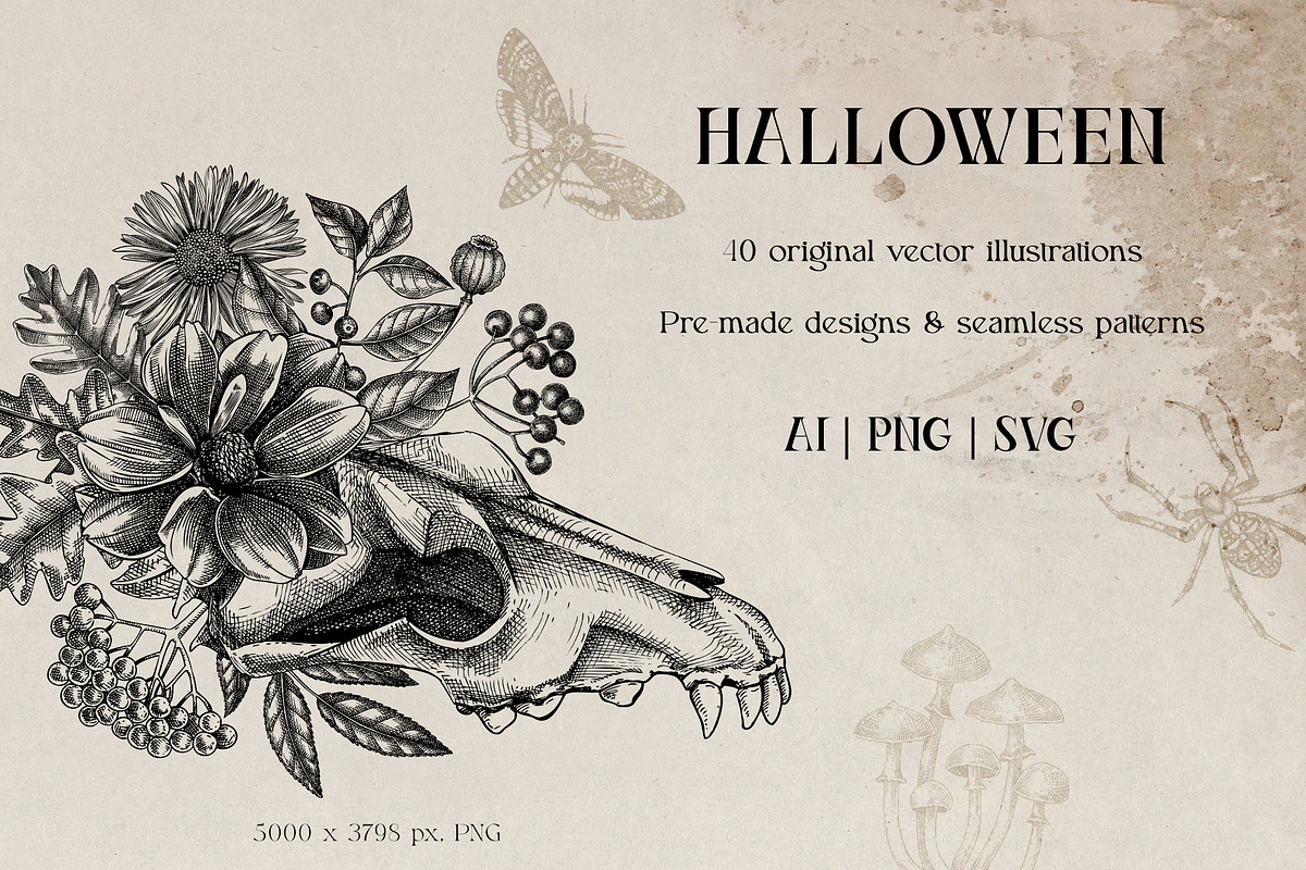 Vector Halloween sketches & designs, a Seasonal Illustration by Yevheniia (Photo 2 of 10)