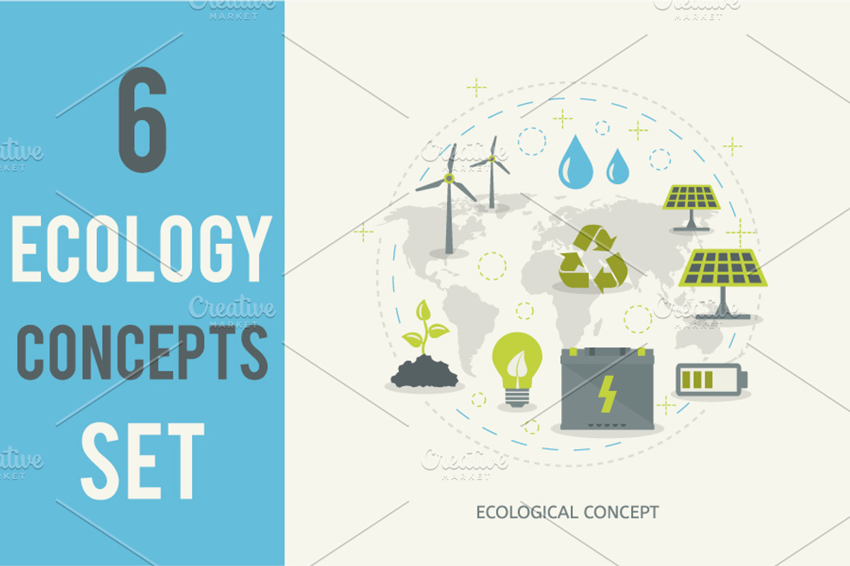6 Ecologic Concepts Set, an Education Illustration by Olha Kostiuk (Photo 3 of 6)