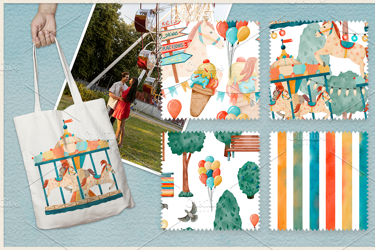 Amusement Park watercolor clip art, an Illustration by ARTerria (Photo 6 of 9)