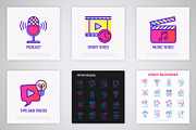 Video Blogging | 16 Thin Line Icons, an Outline Icon by Alex Blogoodf (Thumbnail 7 of 11)