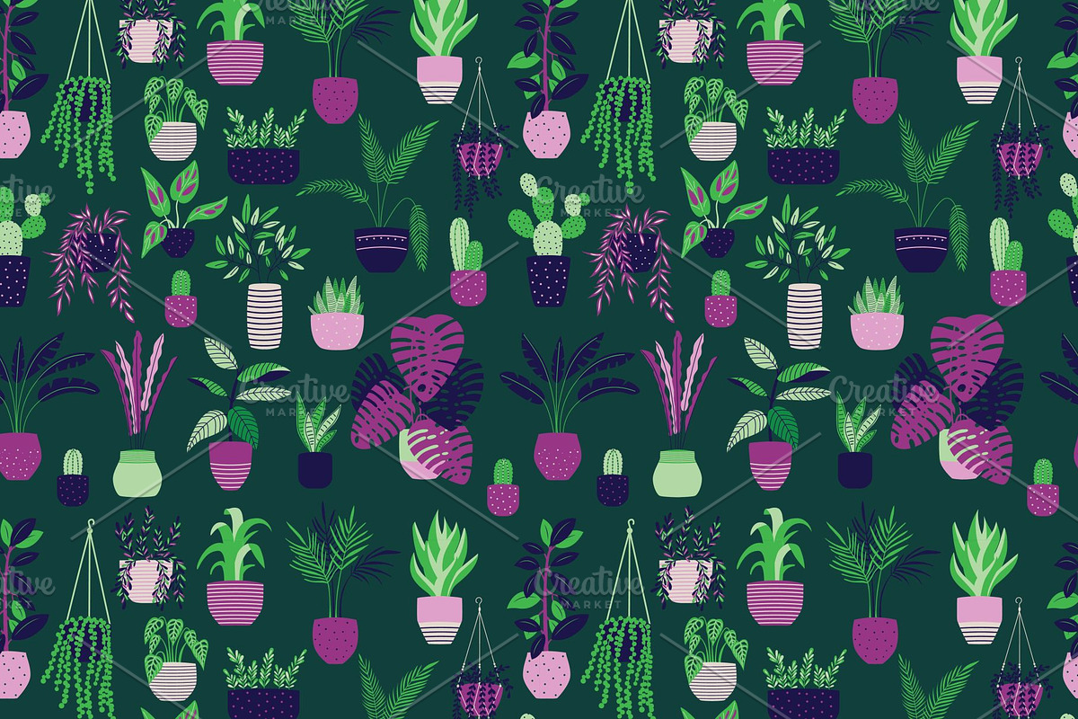 House plants Illustrations & Pattern, a Pattern Graphic by Blue Lela Design (Photo 9 of 9)