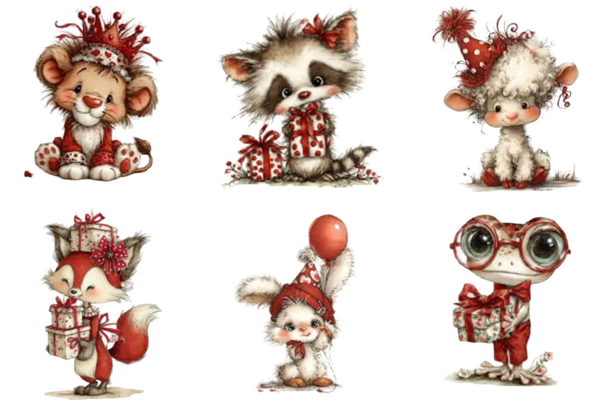 Quirky Birthday Animals Clipart, an Illustration by Designking (Photo 2 of 5)
