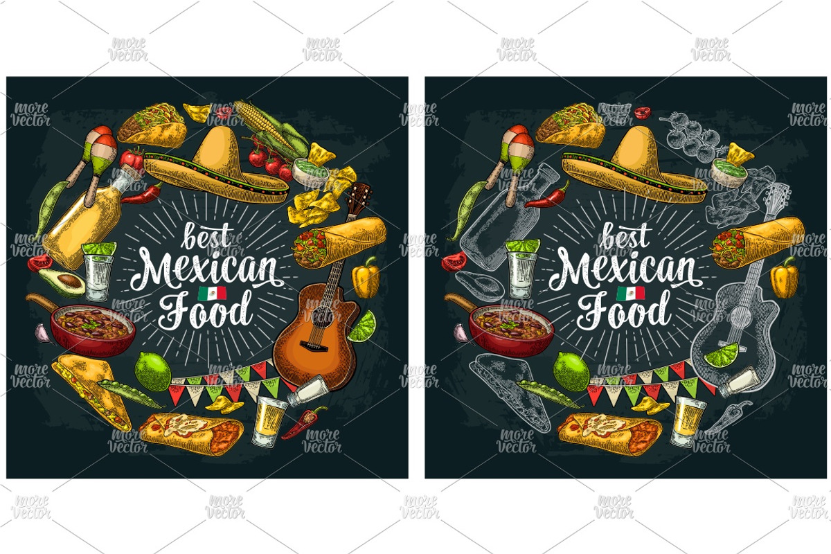 Mexican Food and poster, a Food Illustration by MoreVector (Photo 4 of 7)