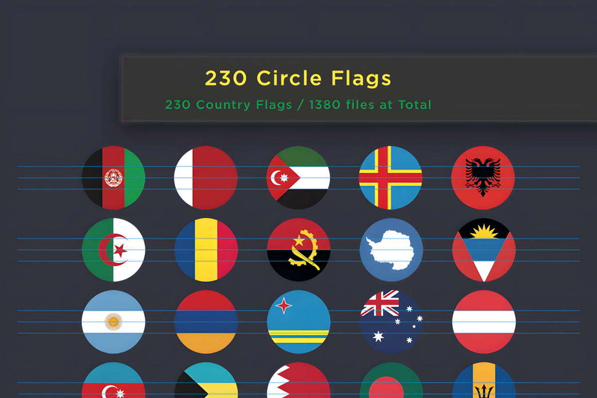 Circle Flags (230 - AI, PDF, PNG), a Solid Icon by alpercakici (Photo 4 of 5)