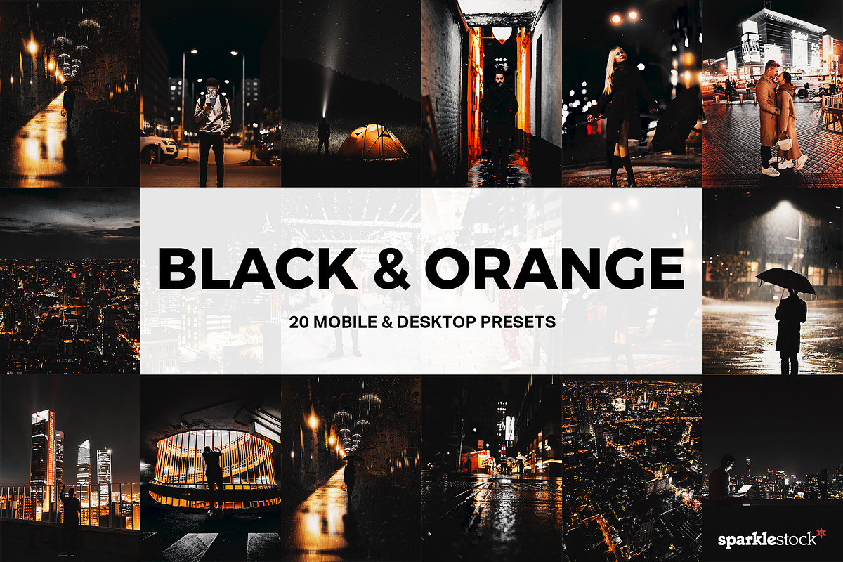 20 Black & Orange Lightroom Presets, a Preset Add-On by SparkleStock (Photo 1 of 9)