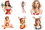 Pin Up Girls Christmas Clipart, an Illustration by DreamArtGraphic (Thumbnail 4 of 5)