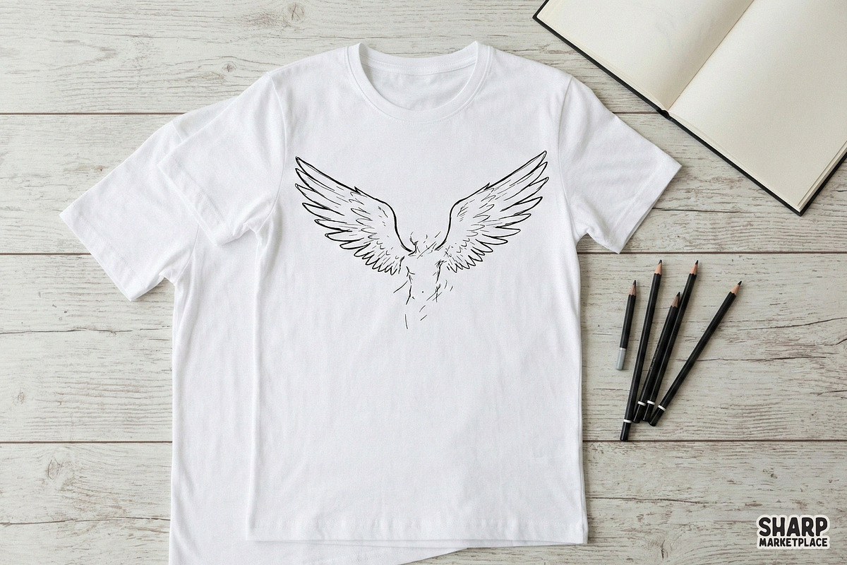 Angel Wings PNG, Minimalist Line, an Illustration by SharpMarketplace (Photo 3 of 4)