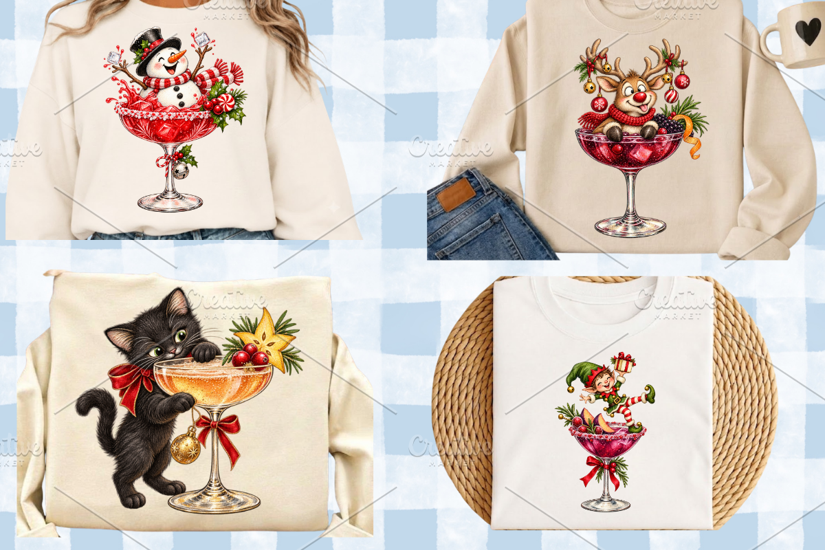 Whimsical Christmas Cocktail PNGs, a Decorative Illustration by Ink Gallery (Photo 13 of 13)