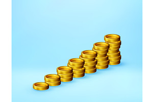 3d Golden coins revenue growth, a Finance Illustration by Abscent