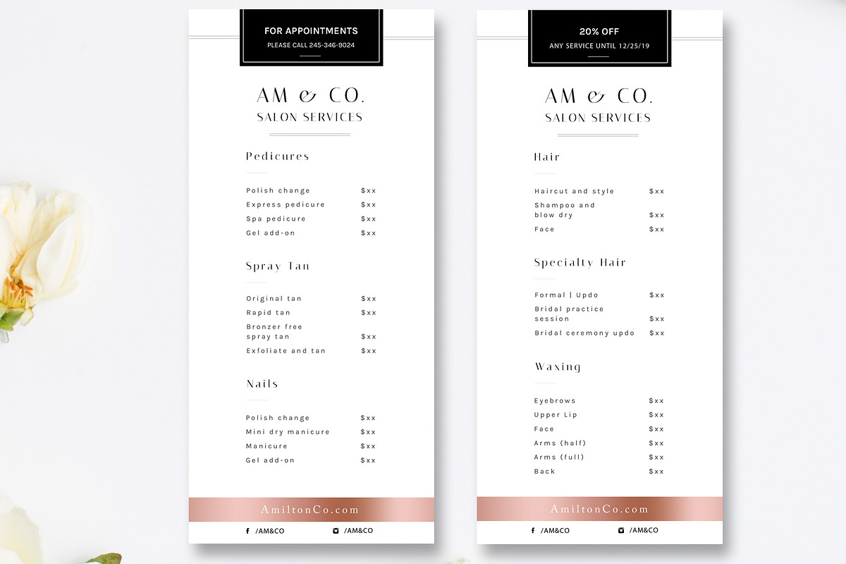 Modern Salon Rack Card Template, a Card Template by Marham Labeling Co (Photo 1 of 2)
