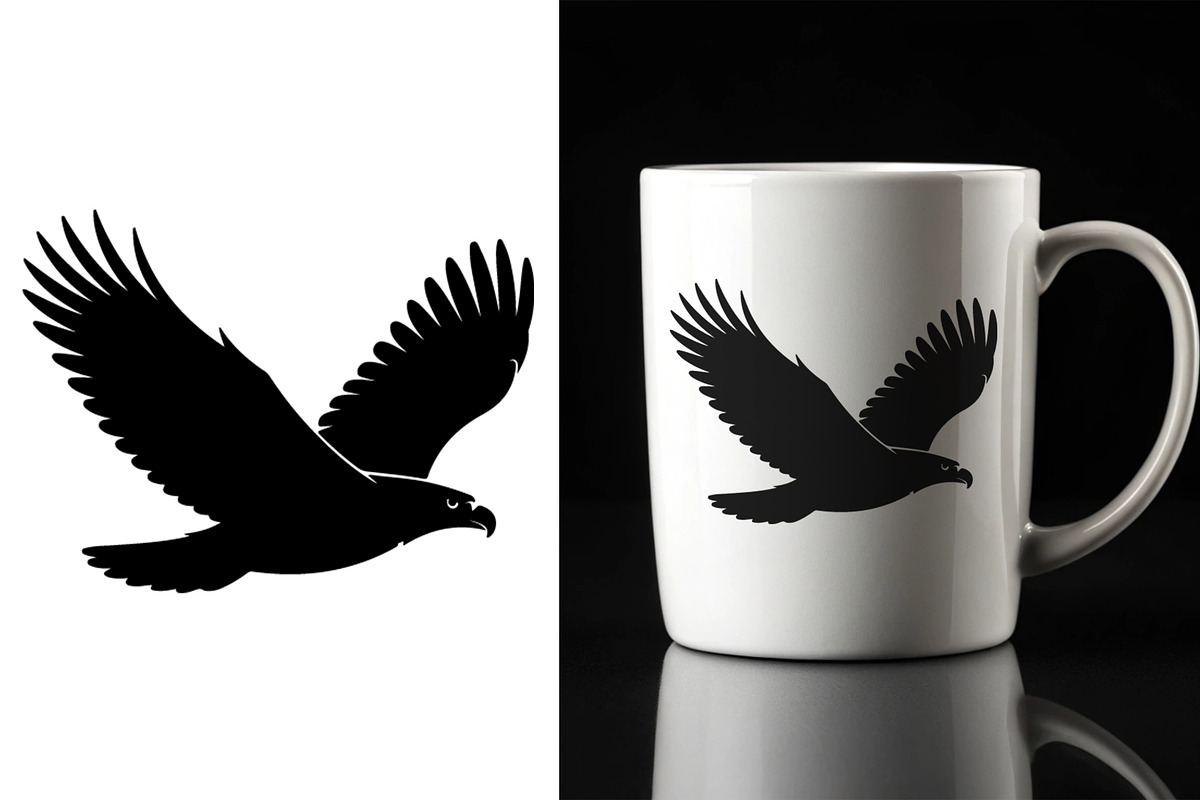 Black Eagle Silhouette Series, an Animal Illustration by Unique Design Team