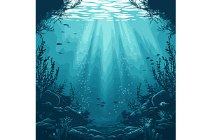 Underwater coral reef cartoon vector, an Illustration by Onyx
