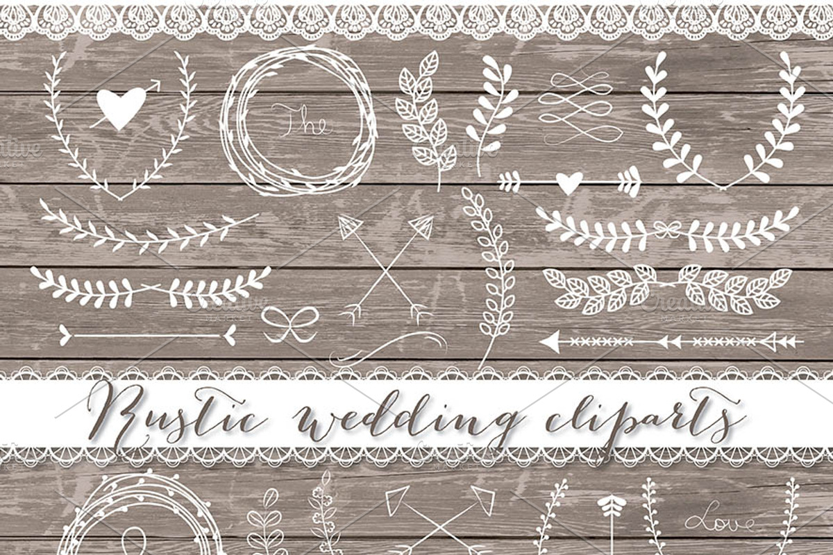 Vector Rustic wedding cliparts, a Texture Illustration by burlapandlace