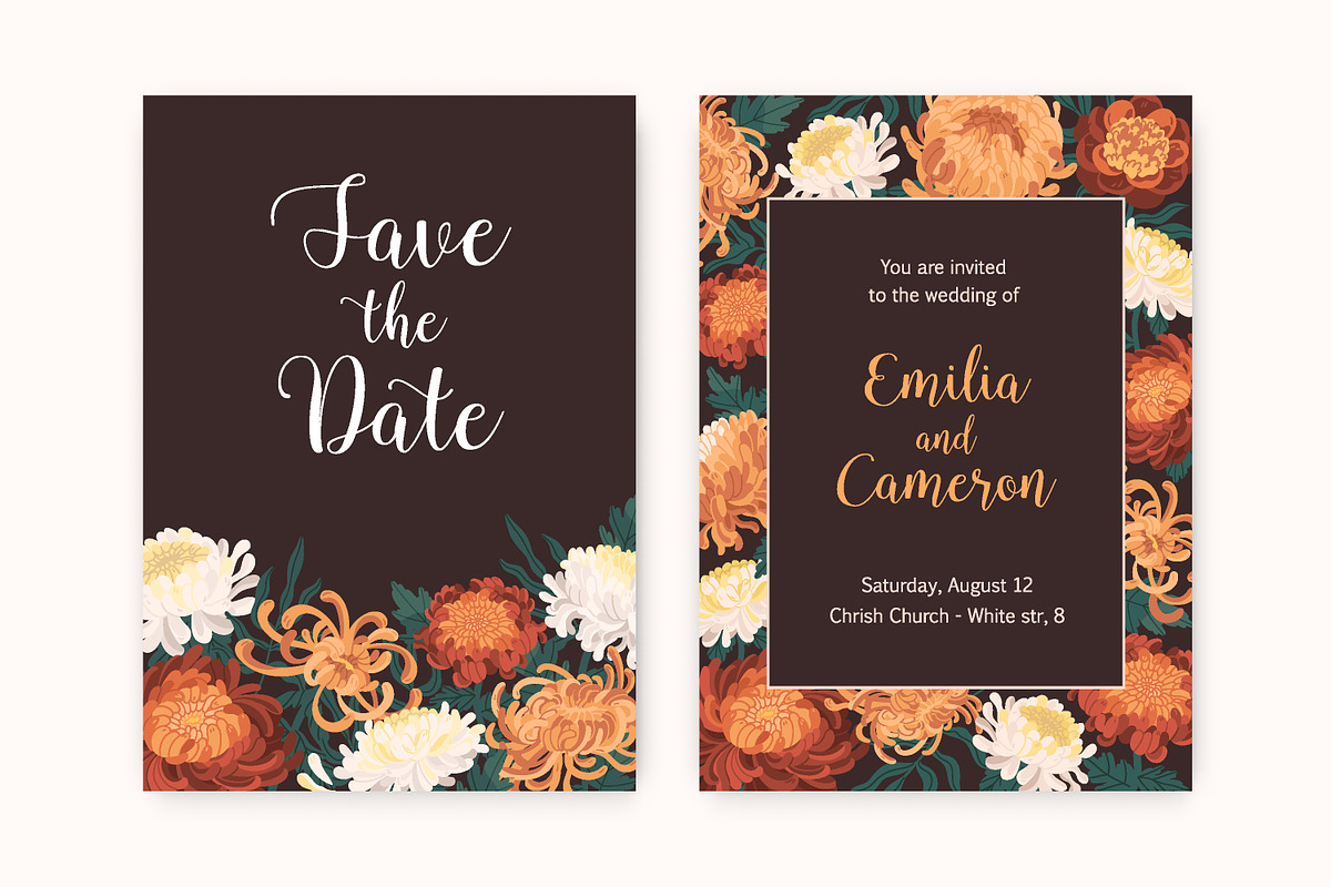Floral wedding invitation cards set, a Decorative Illustration by Good Studio (Photo 2 of 4)